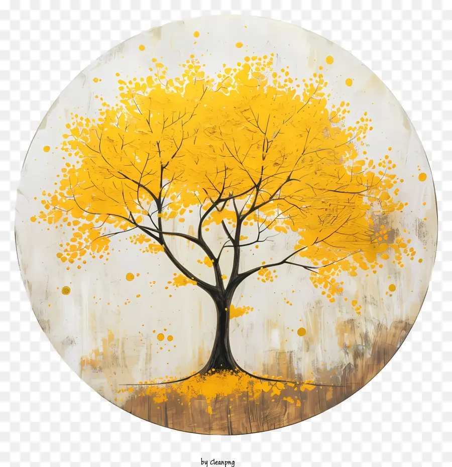 Árvore De Bordo Amarelo，Pintura Em árvore De Outono PNG
