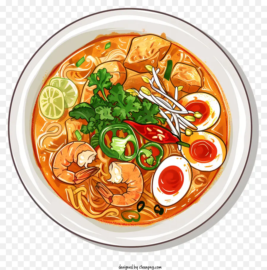 Penang Assam Laksa，Sopa De Macarrão Picante PNG