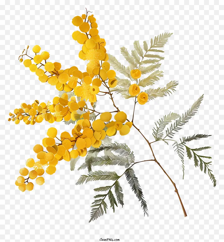 Mimosa Flowers，Flores Amarelas PNG