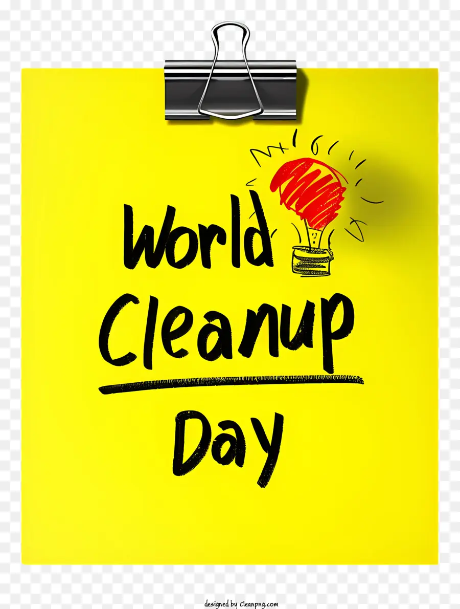 World Cleanup Dia，Amarelo Post It PNG