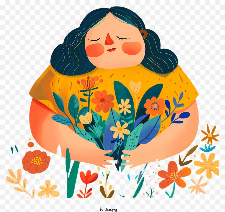 Dia Mundial Da Obesidade，Mulher Com Flores PNG