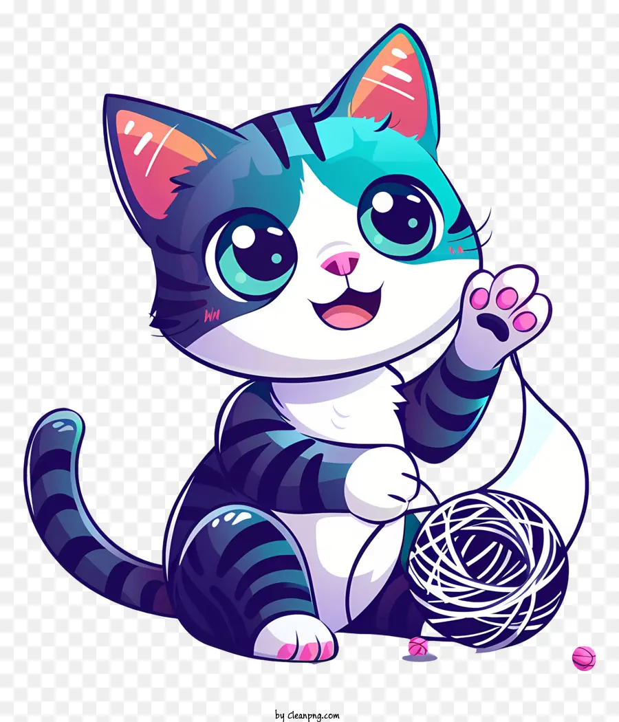 Bola De Fios De Gato，Cartoon Gatinho PNG