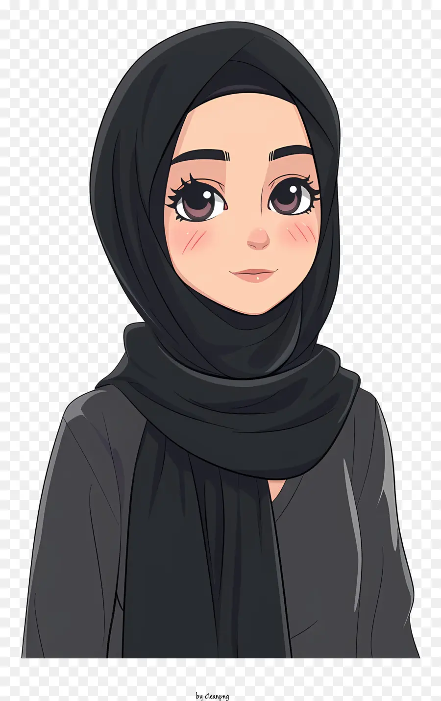 Desenho Animado De Menina Muçulmana，Lenço Na Cabeça Preta PNG