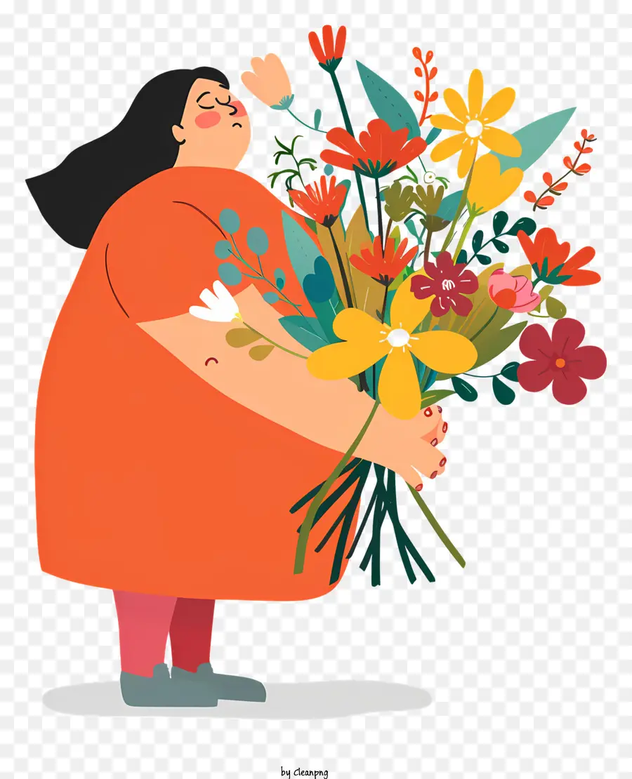 Dia Mundial Da Obesidade，Mulher Com Flores PNG