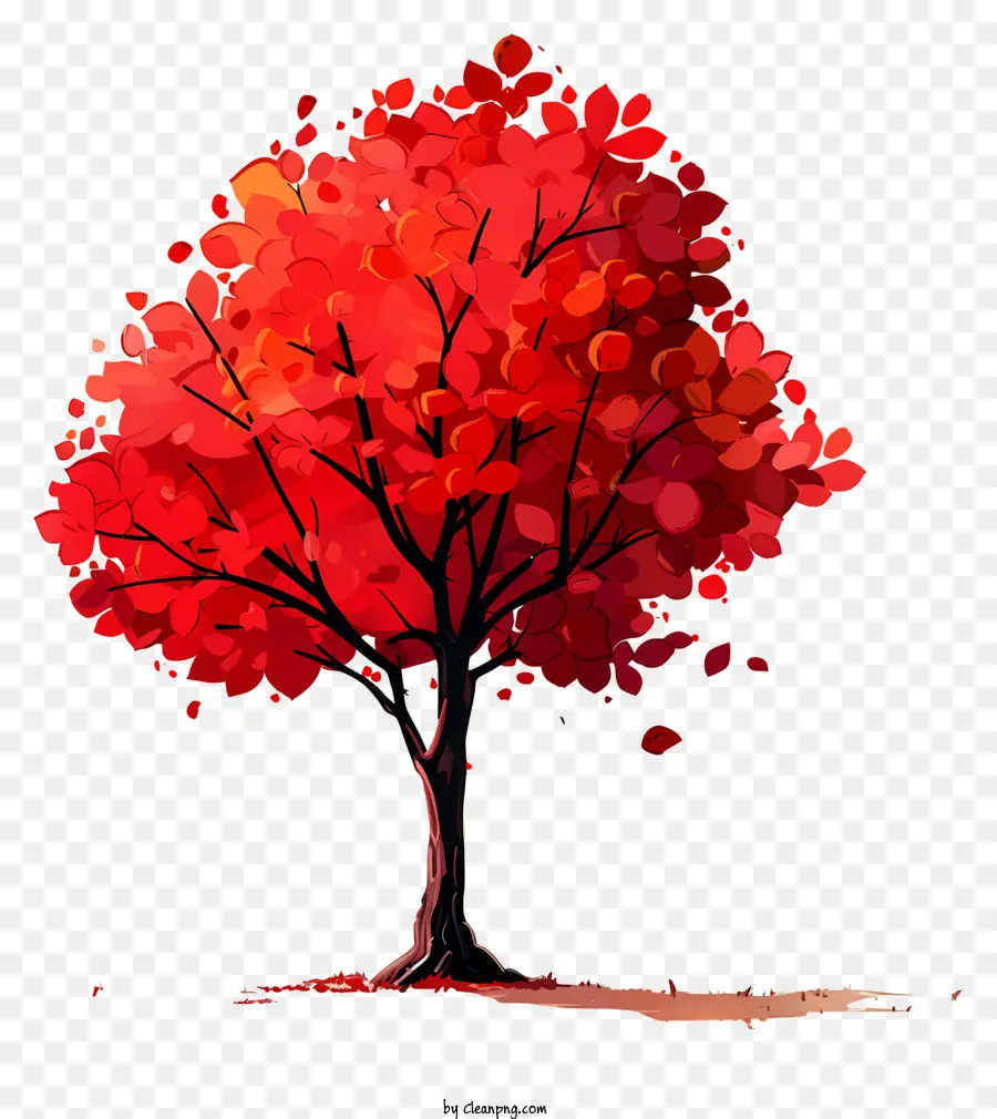 Autumn Tree，Folhas Vermelhas PNG