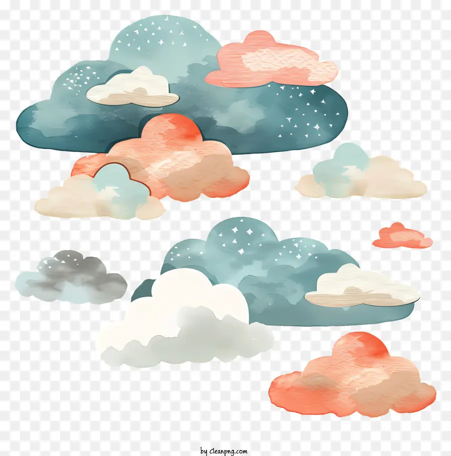 Nuvem，Pintura Aquarela PNG