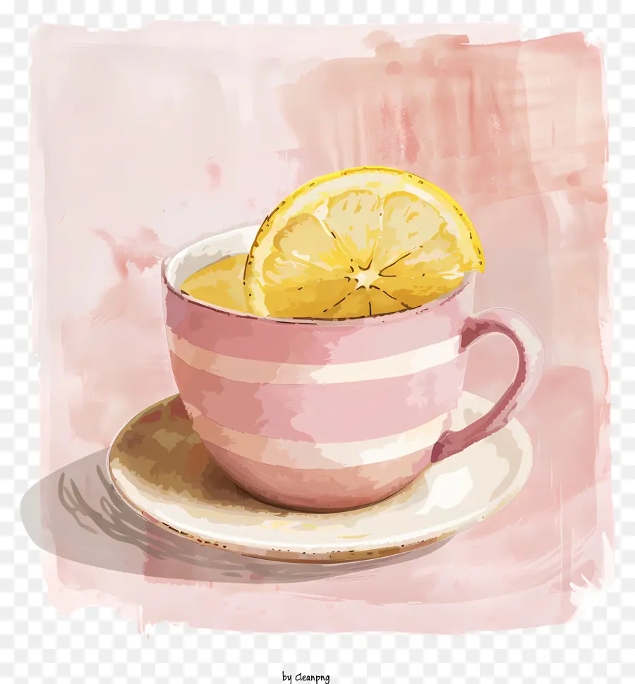 Chá De Limão，Listras Rosa E Branco PNG