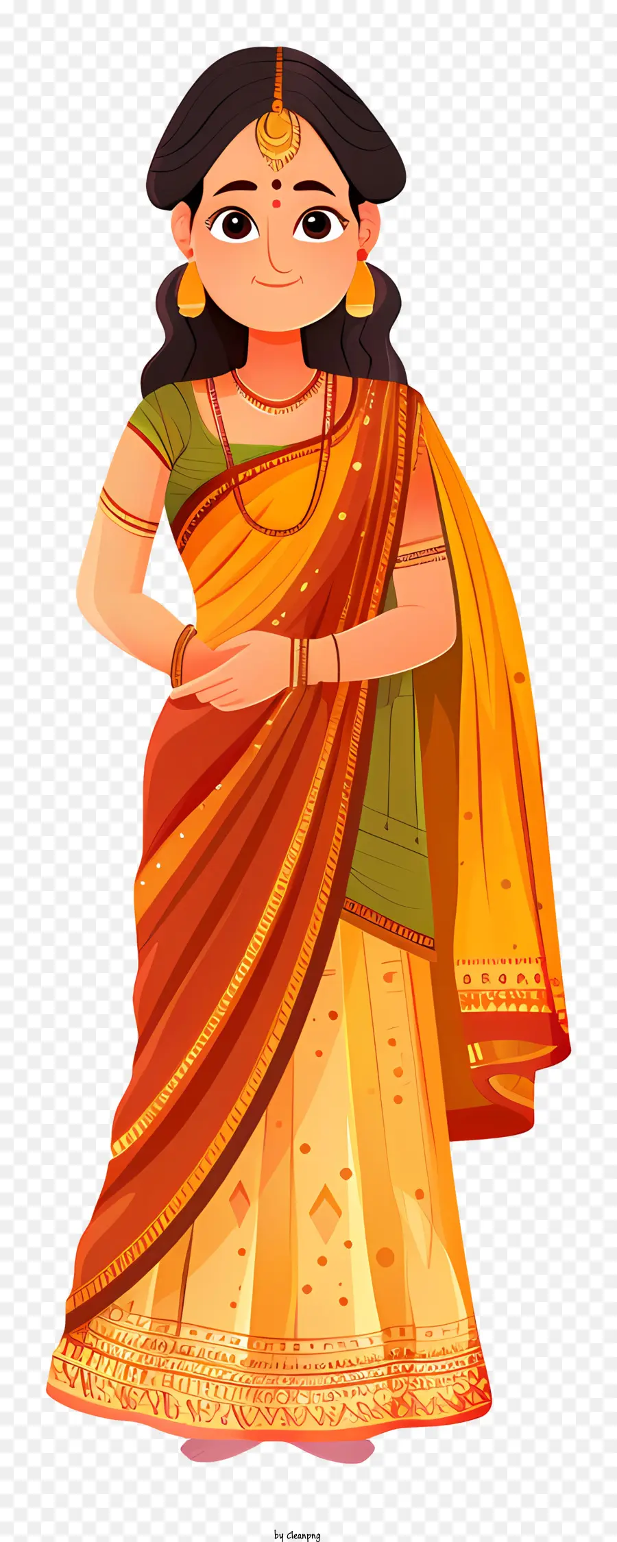 Desenho Animado Da Mulher Indiana，Roupas Tradicionais Indianas PNG