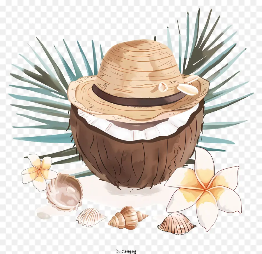 Verão De Coco，Coco E Chapéu PNG