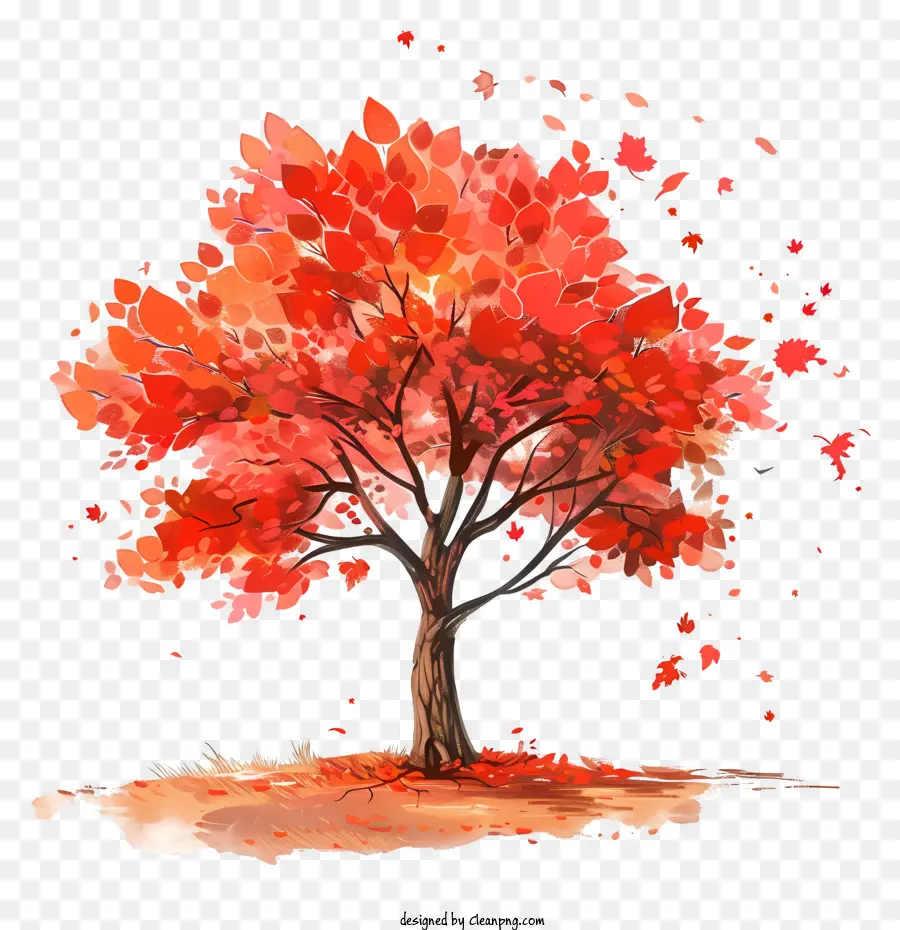 Autumn Tree，Pintura Em Aquarela PNG