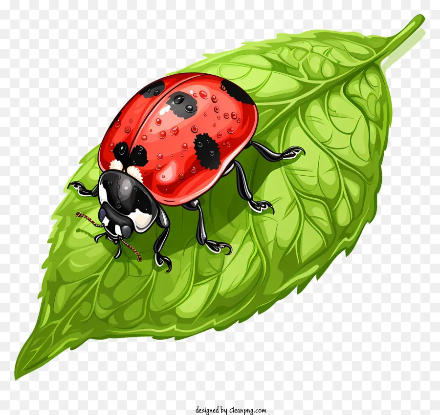 Joaninha，Folha Verde PNG