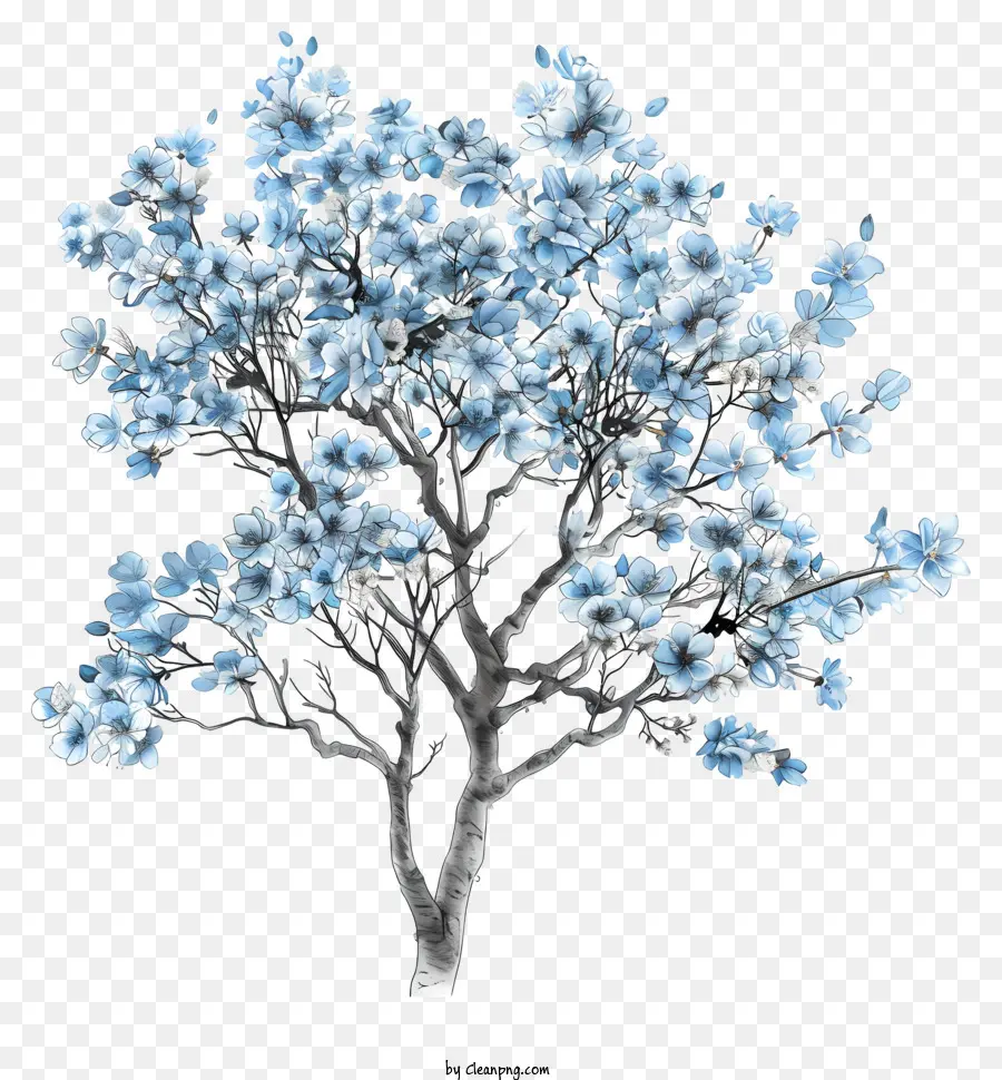árvore Da Primavera，Flores Azuis PNG