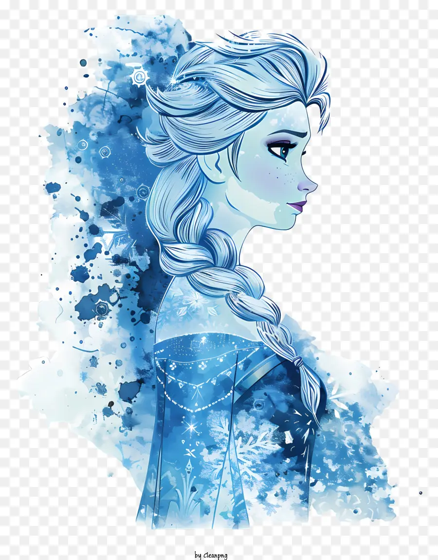 Princesa Congelada Elsa，Retrato Em Aquarela PNG