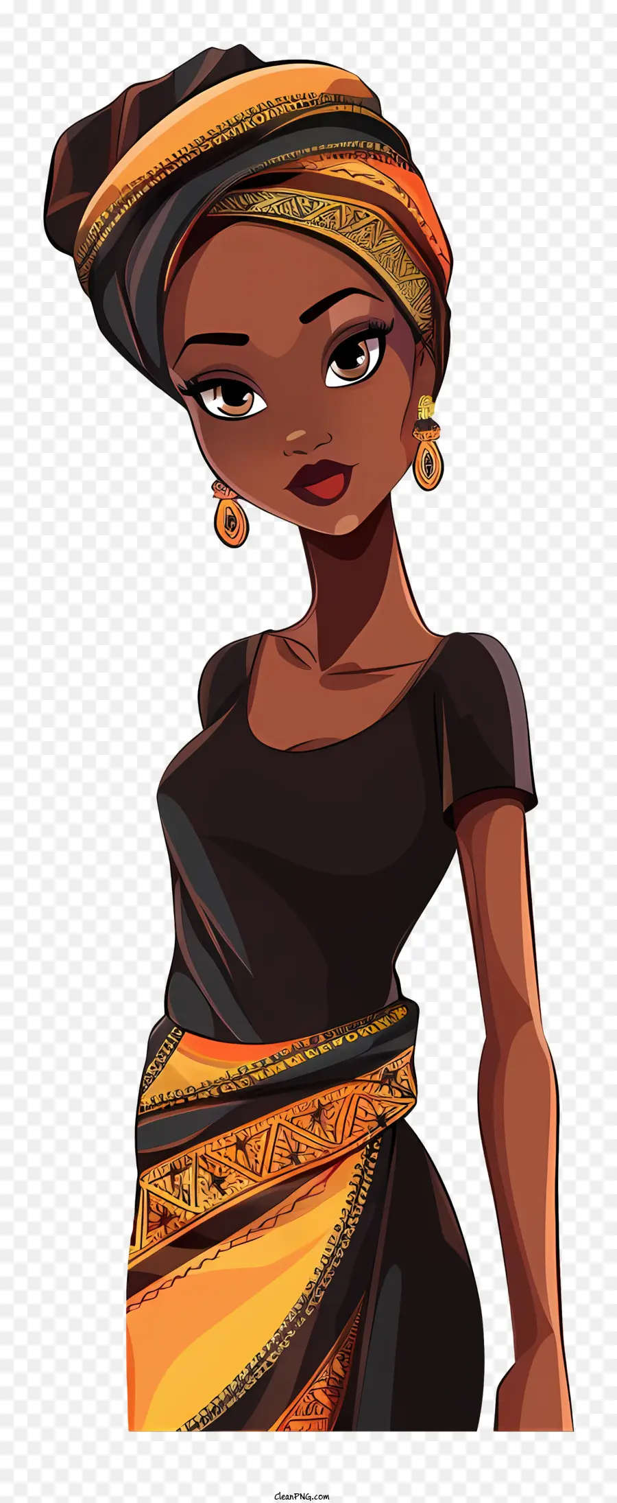 Desenho Animado Fino，Moda Africana PNG