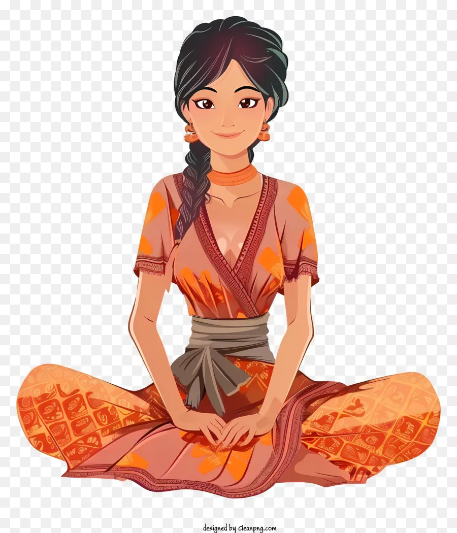 Desenho Animado Da Mulher Cambojana，Meditação PNG