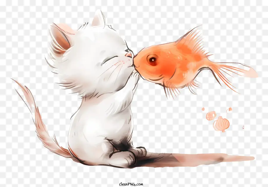 Peixe Beijo De Gato Fofo，Gato Branco PNG