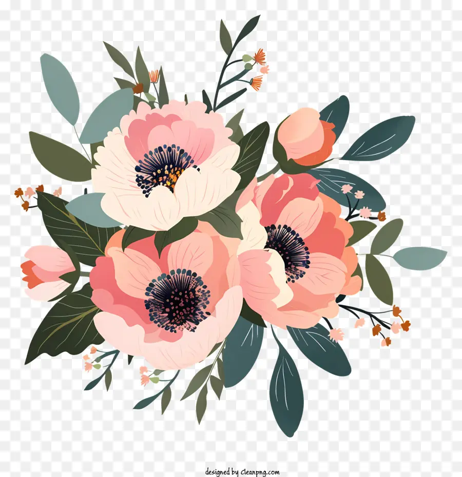 Arranjo De Flores Peony，Flores Cor De Rosa PNG