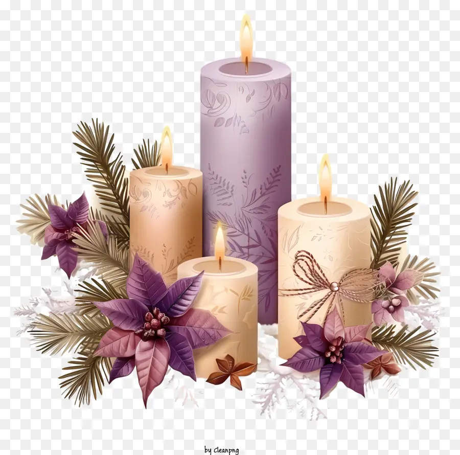 Velas De Natal，Velas Acesas PNG