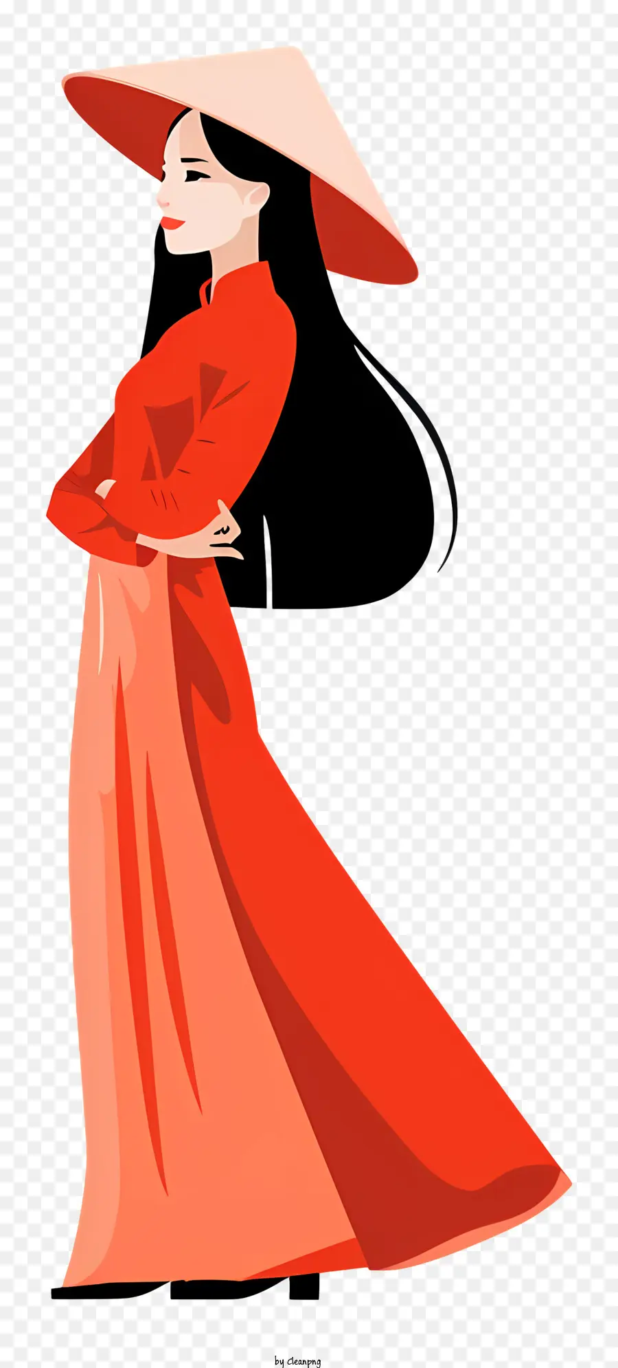 Ao Dai，Mulher De Vestido Vermelho PNG