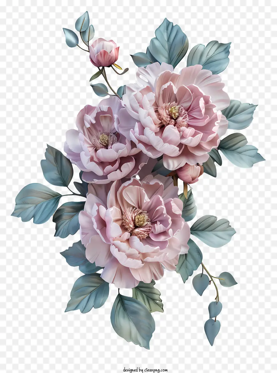 Arranjo De Flores Peony，Rosas Cor De Rosa PNG