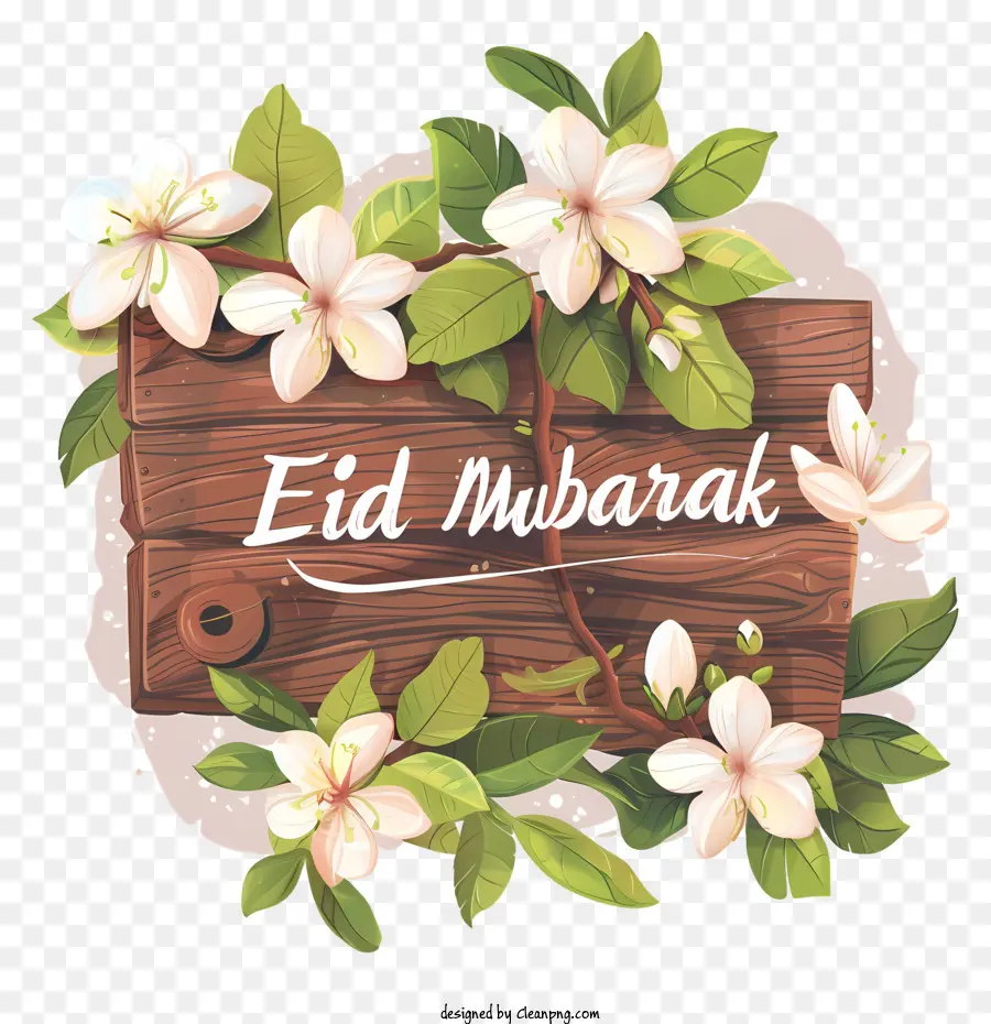 Eid Mubarak，Wooden Sign PNG