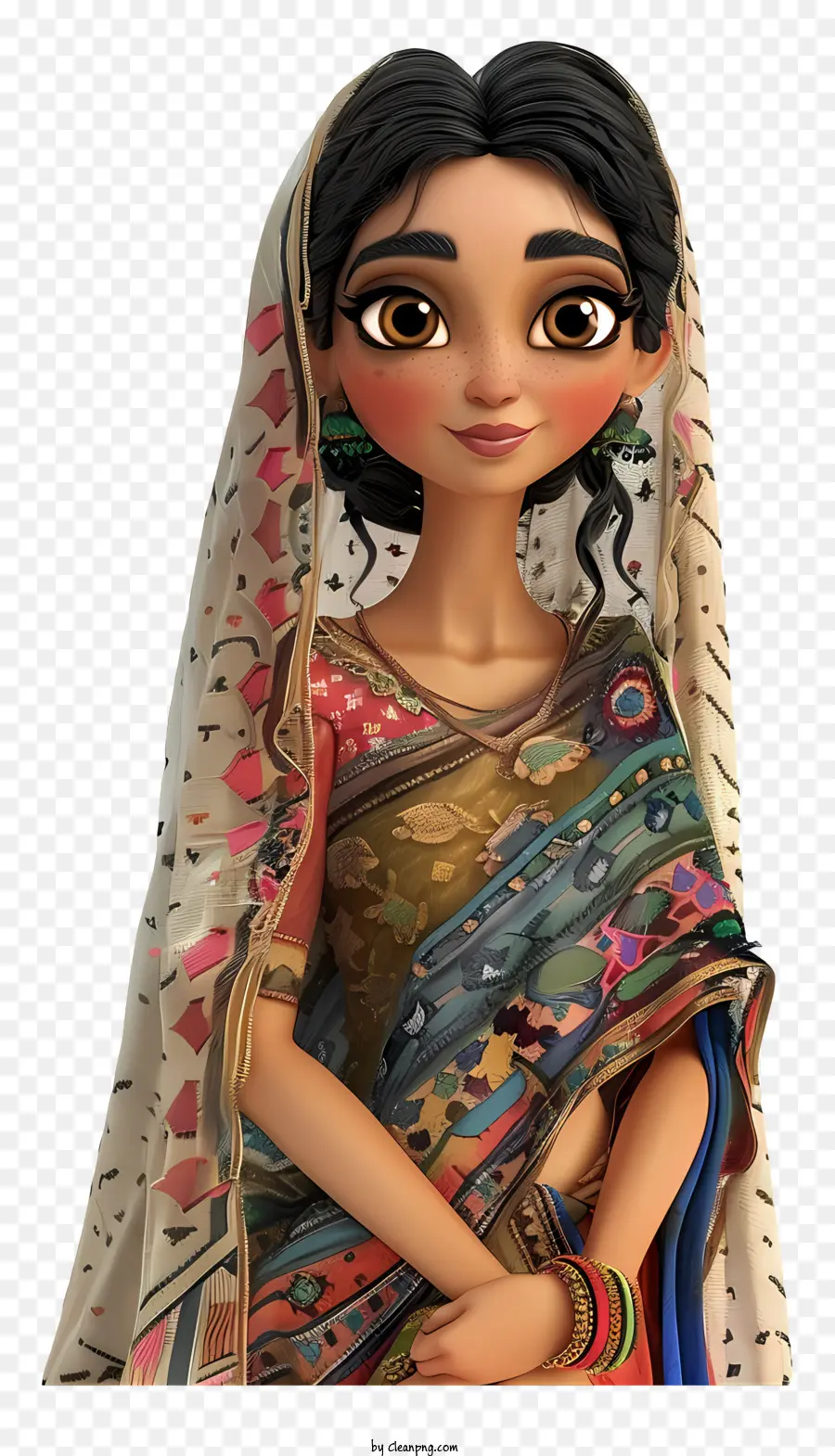 Desenho Animado Da Mulher Indiana，Roupas Tradicionais Indianas PNG