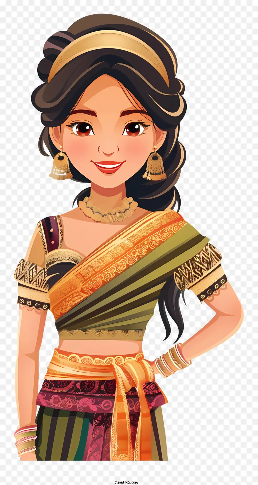 Desenho Animado Da Mulher Cambojana，Moda Indiana PNG