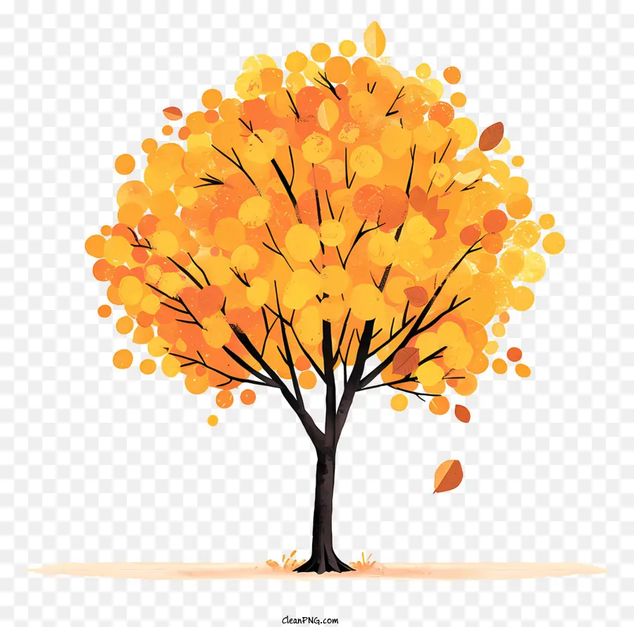 Autumn Tree，árvore Com Folhas Caindo PNG