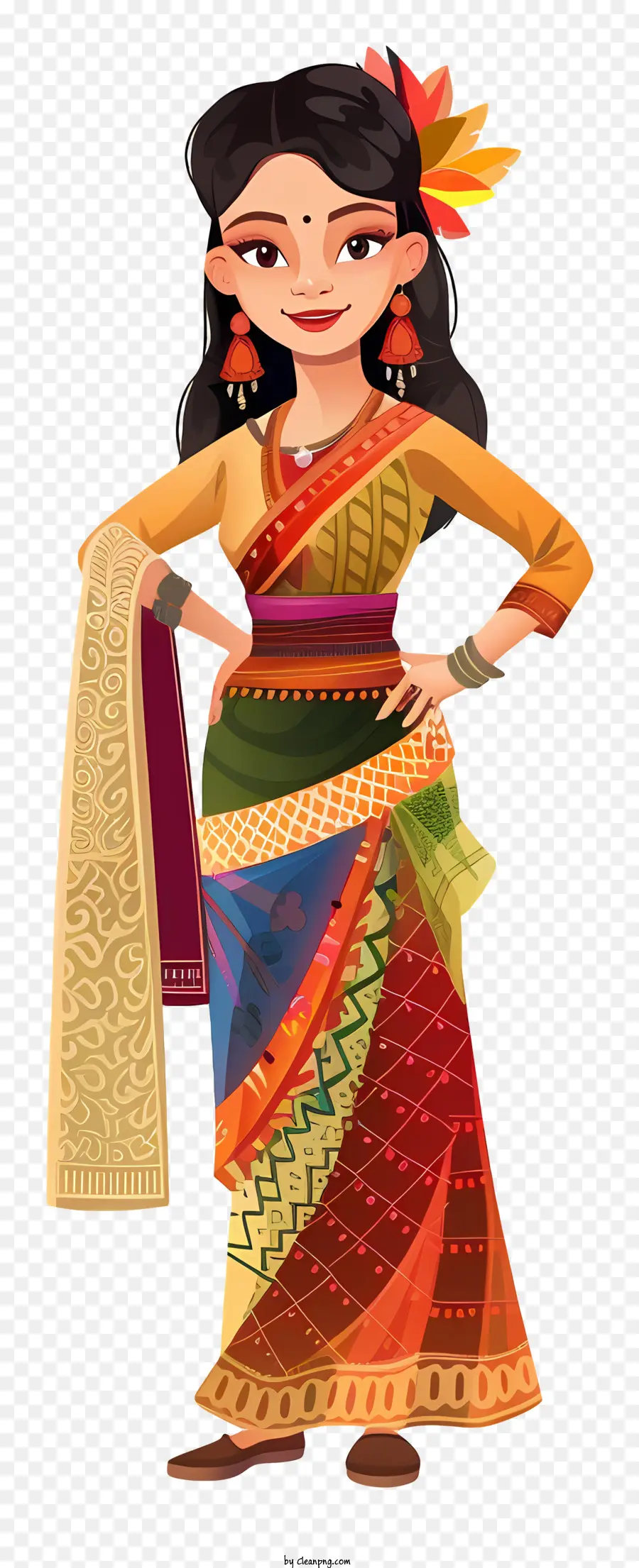 Desenho Animado Da Mulher Cambojana，Indiana Saree PNG