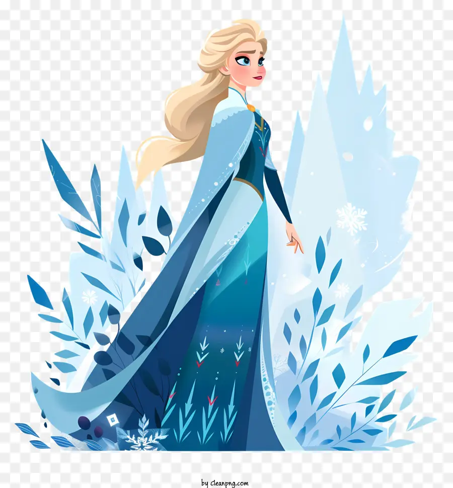 Princesa Elsa Congelada，Personagem De Vestido Azul PNG