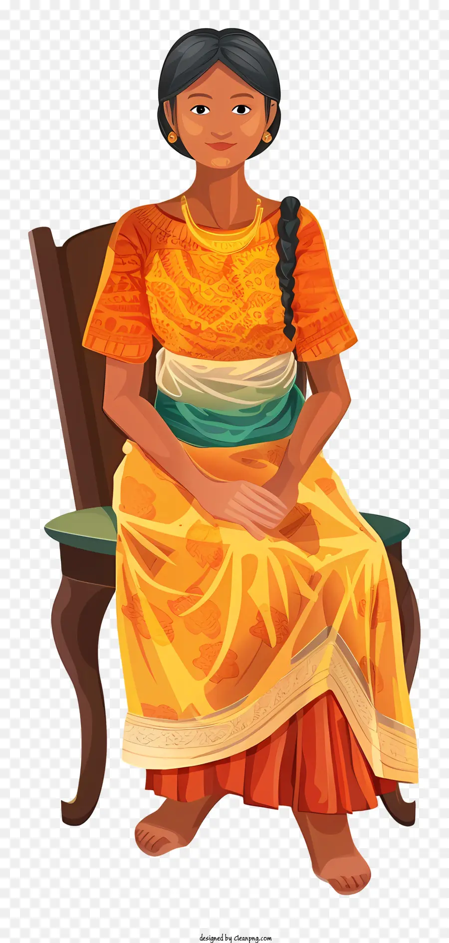 Desenho De Mulher Cambojana，Mulher Sentada PNG