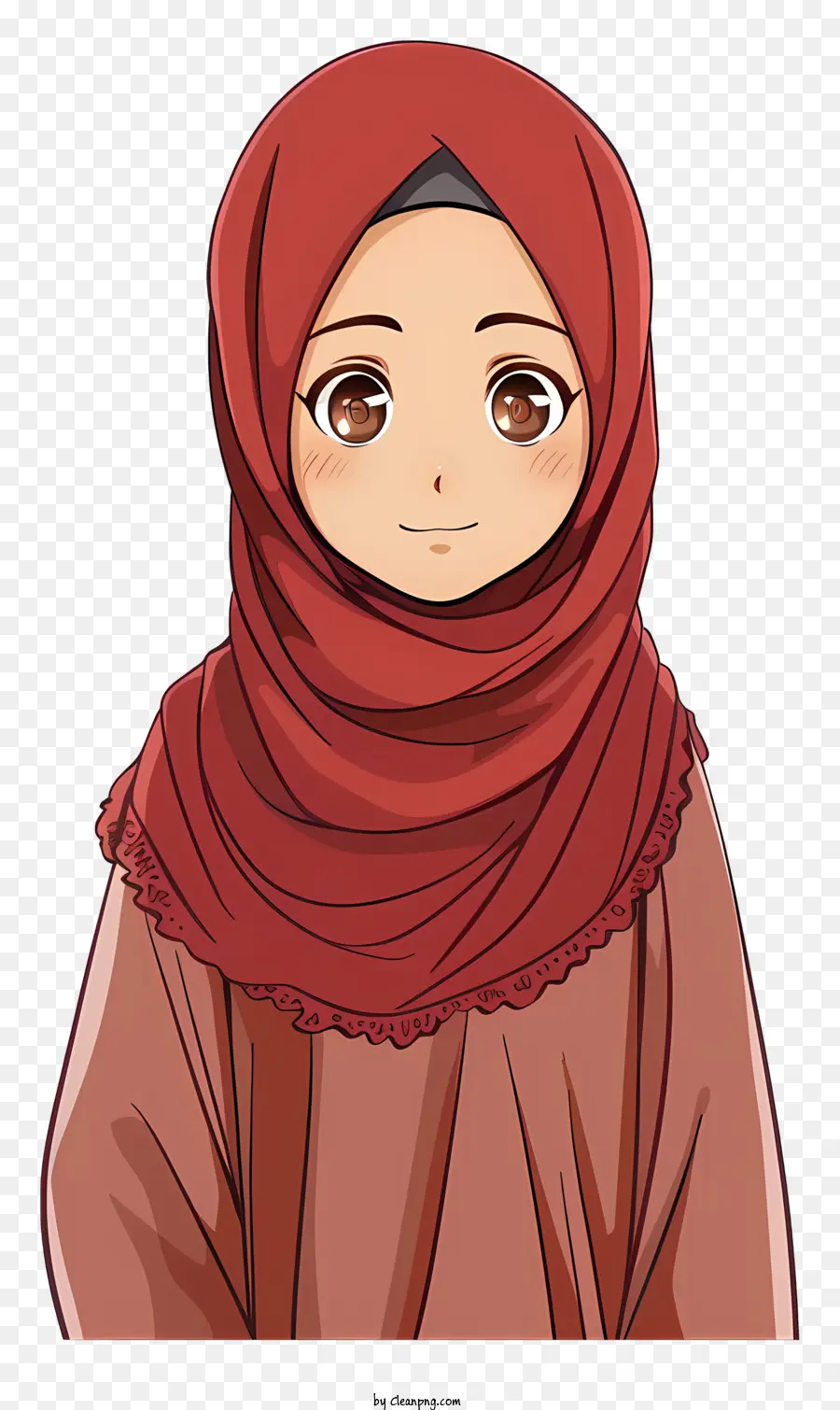 Desenho Animado De Menina Muçulmana，Hijab Vermelho PNG
