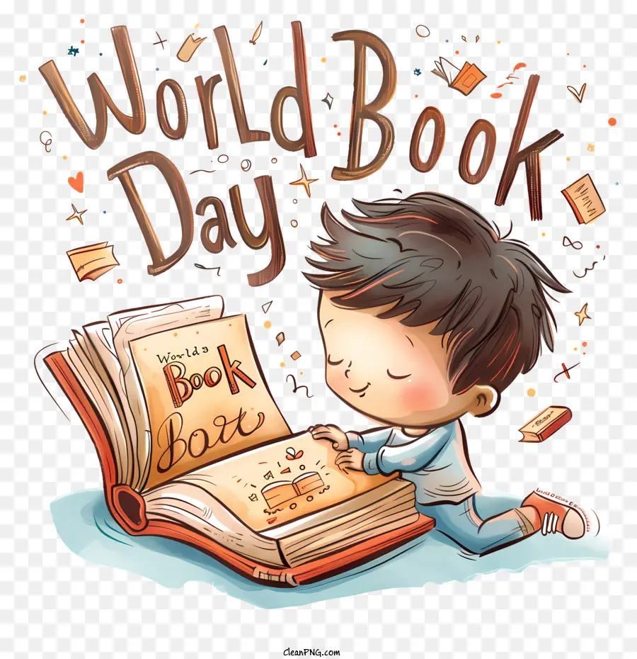 Dia Mundial Do Livro，Criança Lendo Livro PNG
