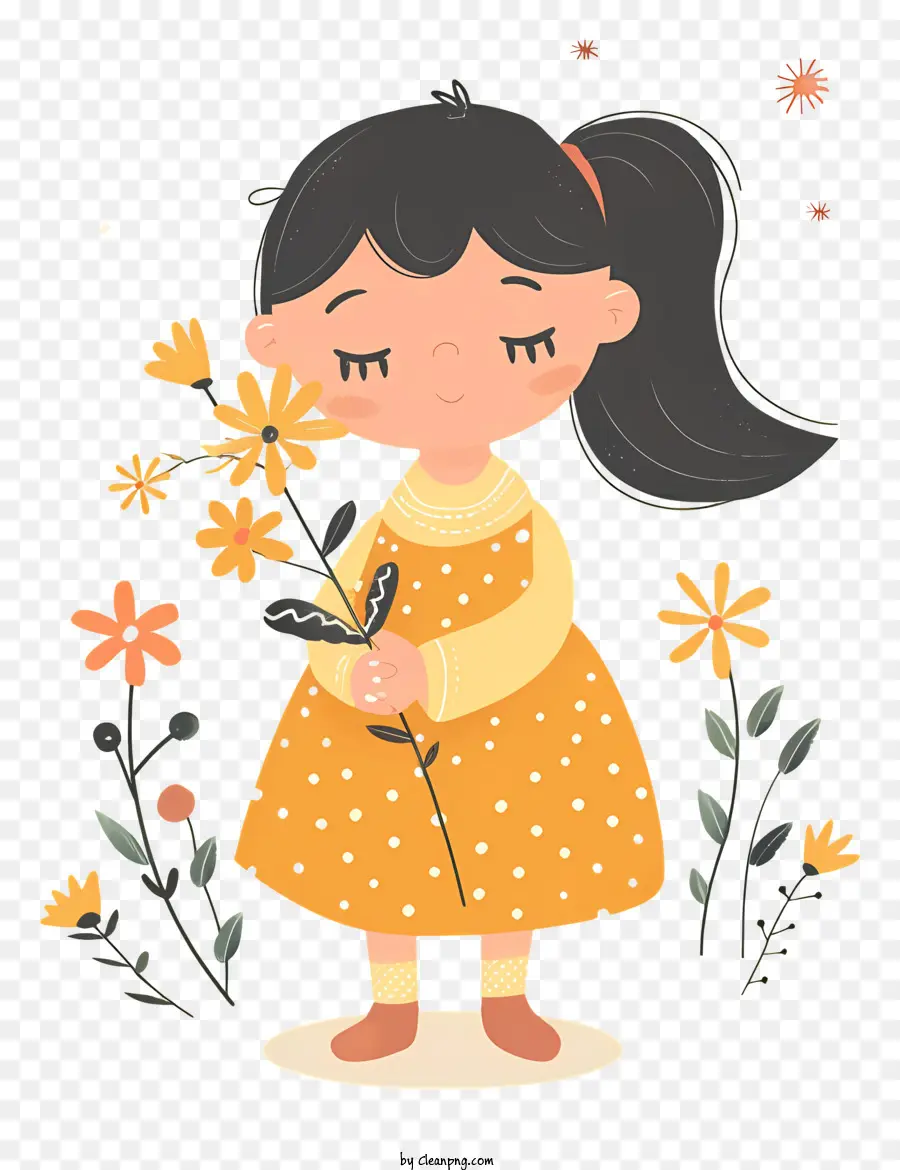 Menina Segurando Flores，Young Girl PNG