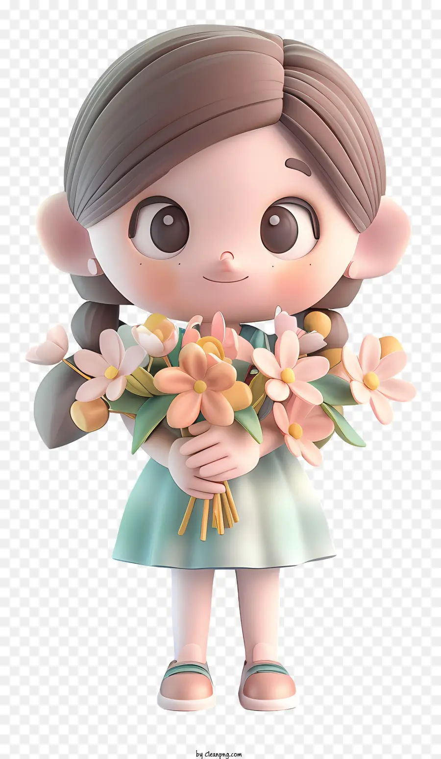 Menina Segurando Flores，Menina Com Flores PNG