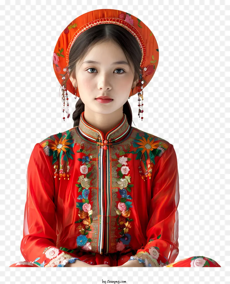Menina Vietnamita，Traje Chinês Tradicional PNG