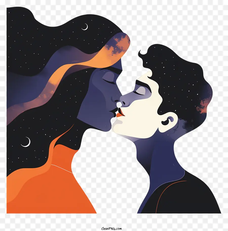 Casal Se Beija，Arte Romântica PNG