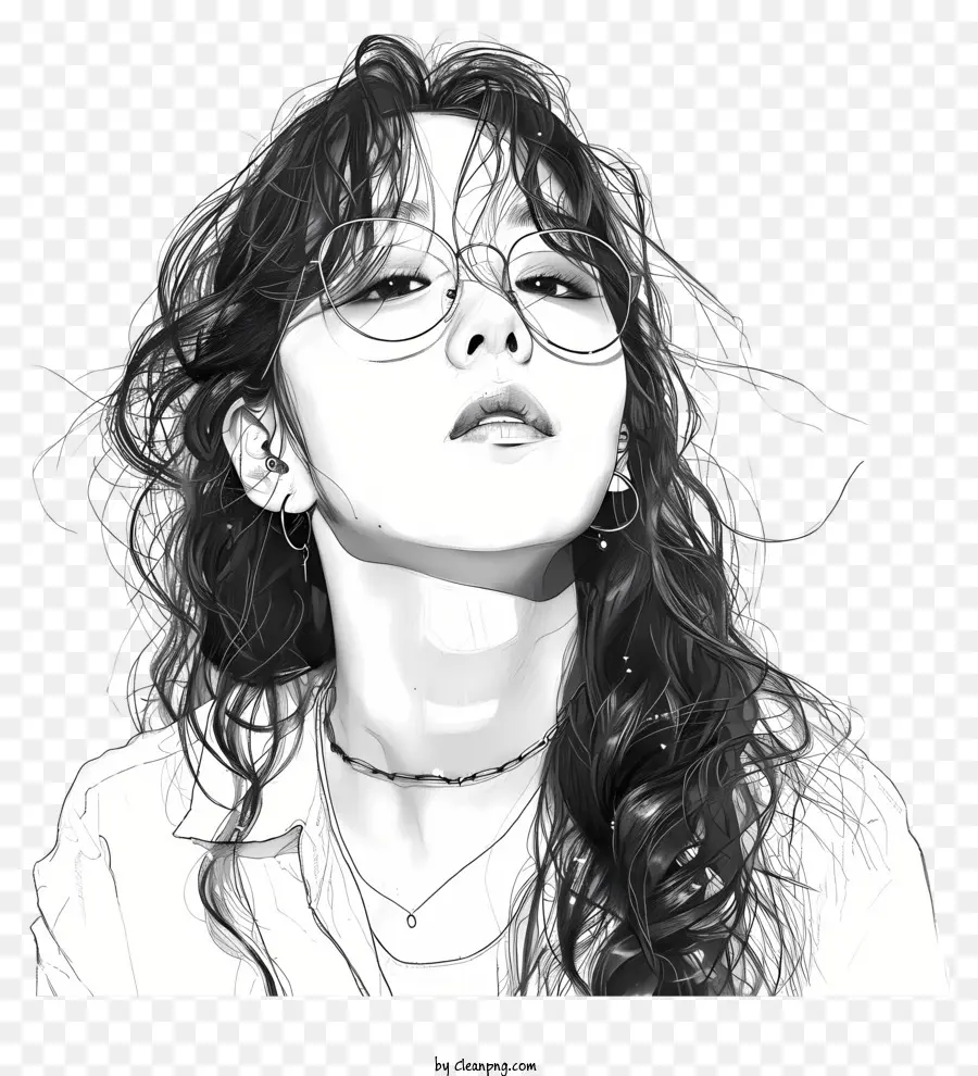 Taeyeon，Retrato Em Preto E Branco PNG