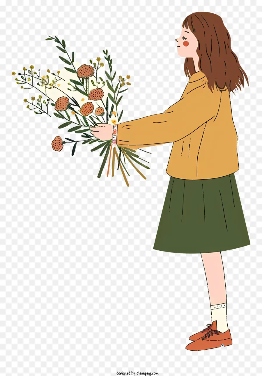 Menina Segurando Flores，Menina PNG