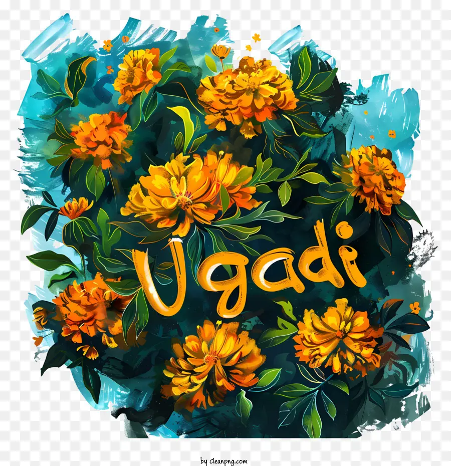 Feliz Ugadi，Buquê Floral PNG