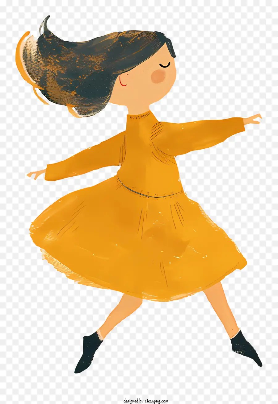 Balé De Dança Da Garotinha，Menina De Vestido Amarelo PNG