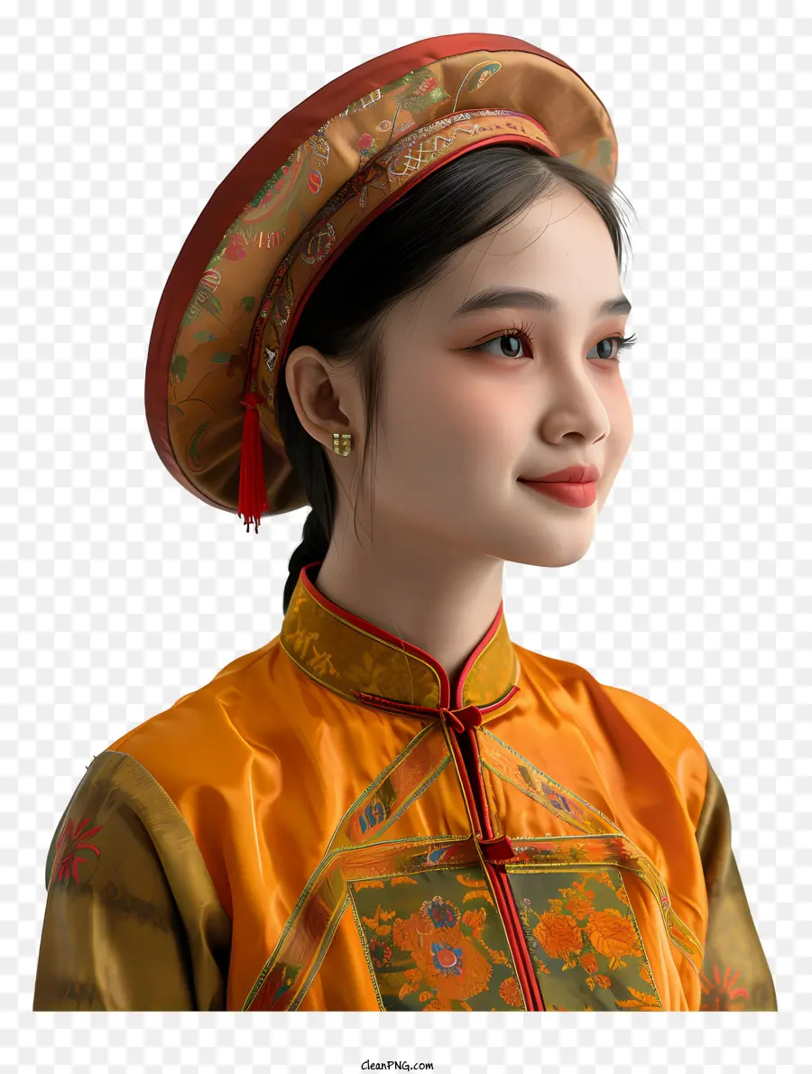 Menina Vietnamita，Vestido Chinês Tradicional PNG
