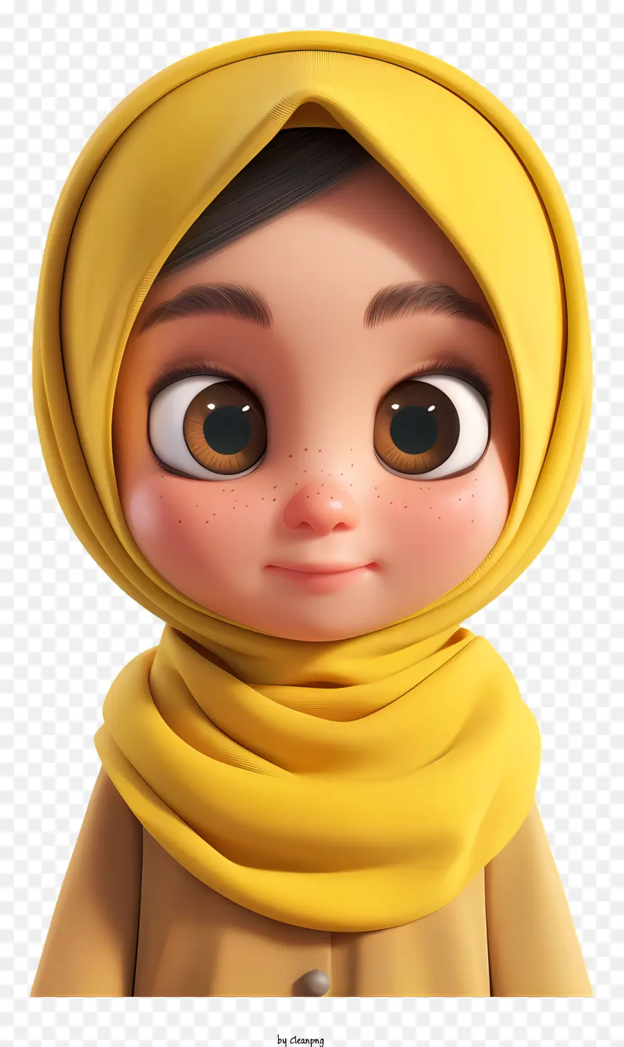 Desenho Animado De Menina Muçulmana，Hijab Amarelo PNG