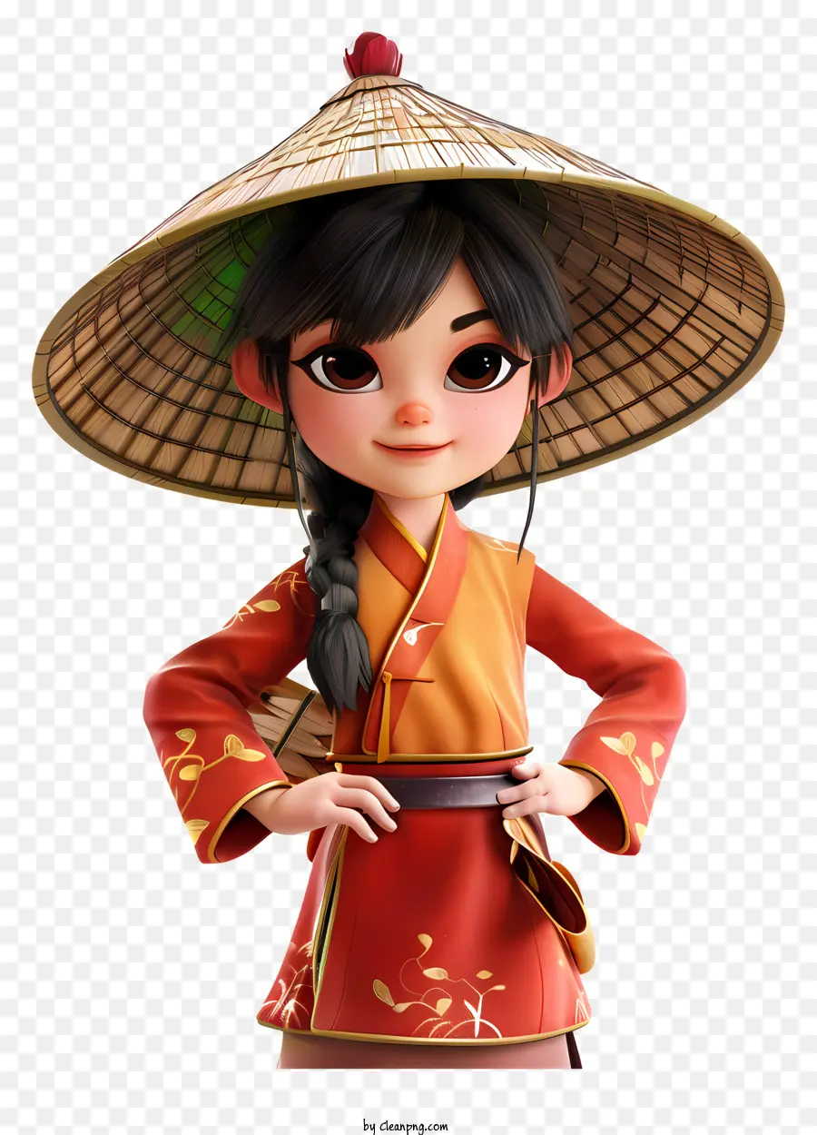 Menina Vietnamita，Animação 3d PNG