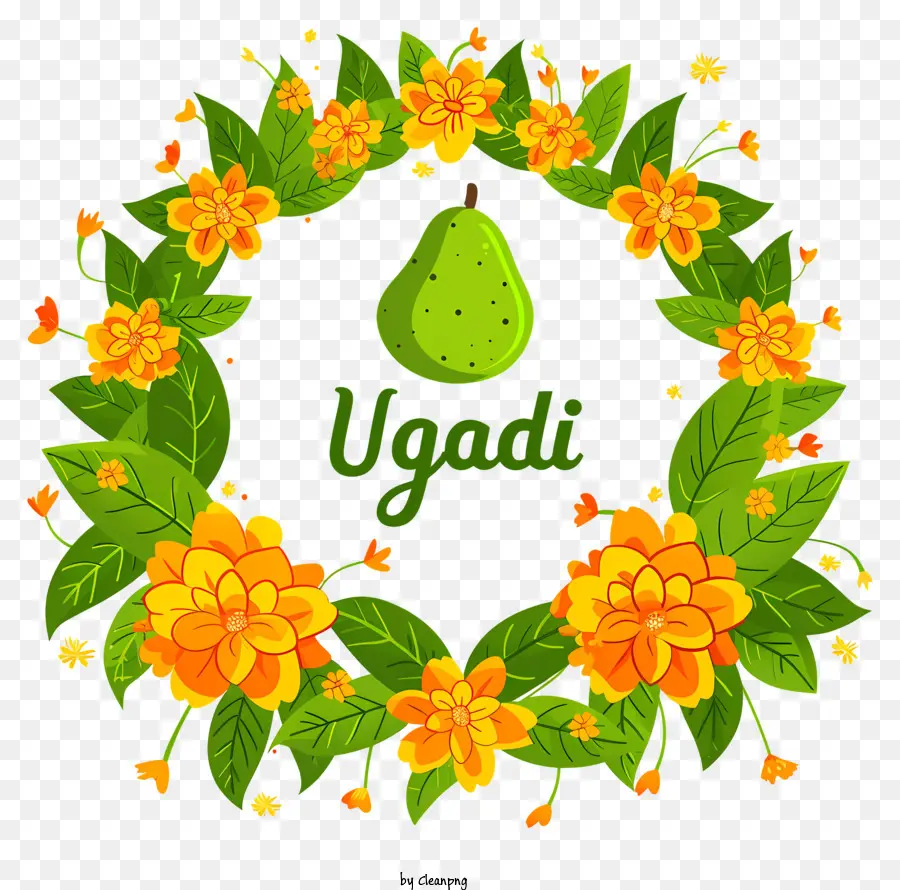 Feliz Ugadi，Flores Amarelas PNG