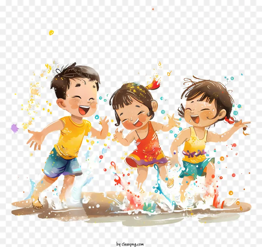 Songkran，Children Playing PNG