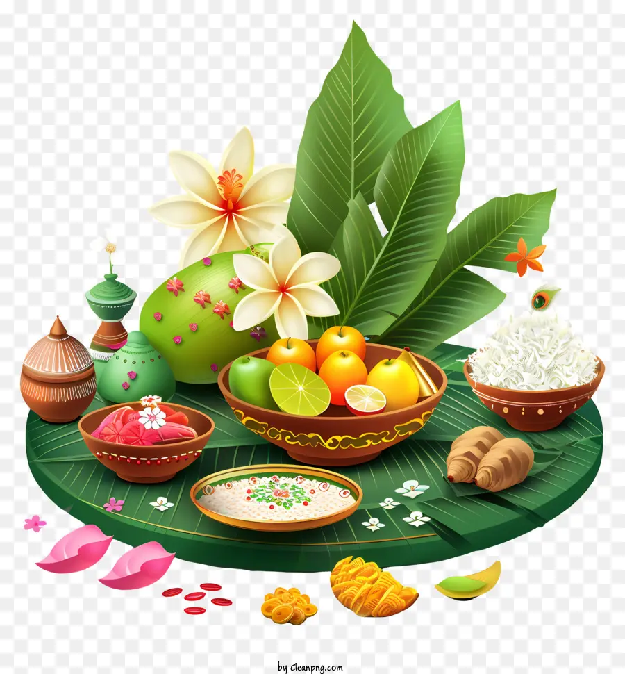 Feliz Ugadi，Folha De Bananeira Placa PNG