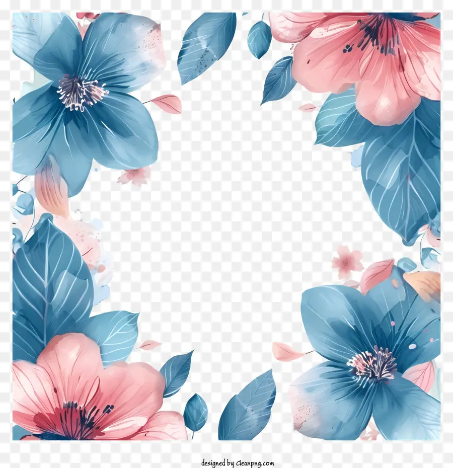 Floral Moldura，Aquarela Flores PNG