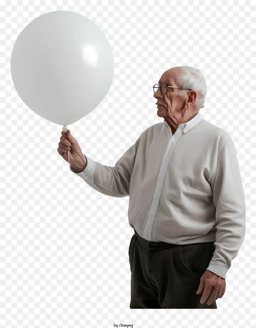 Velho Segurando Balão，Idoso PNG