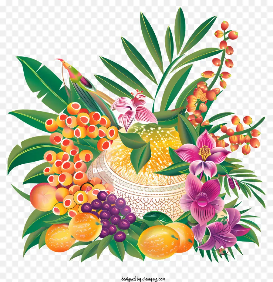 Feliz Ugadi，Frutas Tropicais PNG